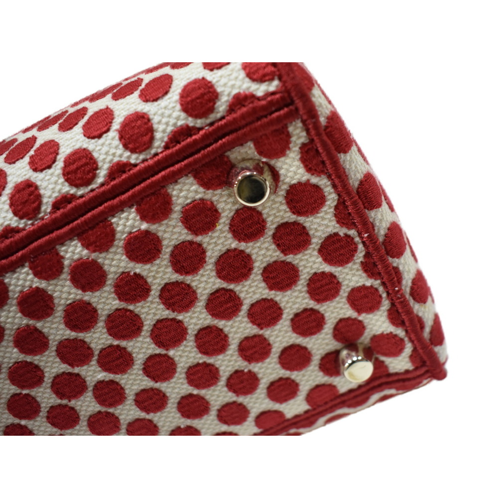 Christian Dior Lady Bag Red White Canvas Polka Dot Handbag Shoulder Strap - Picture 5 of 7